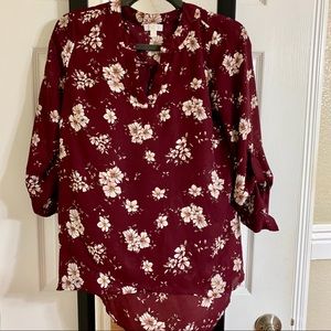 Maroon printed floral top